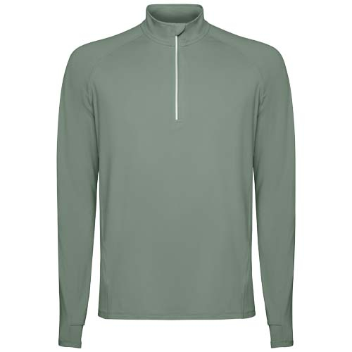 Sweatshirt publicitaire homme demi-zip recyclé et technique Estambul Vert laurier